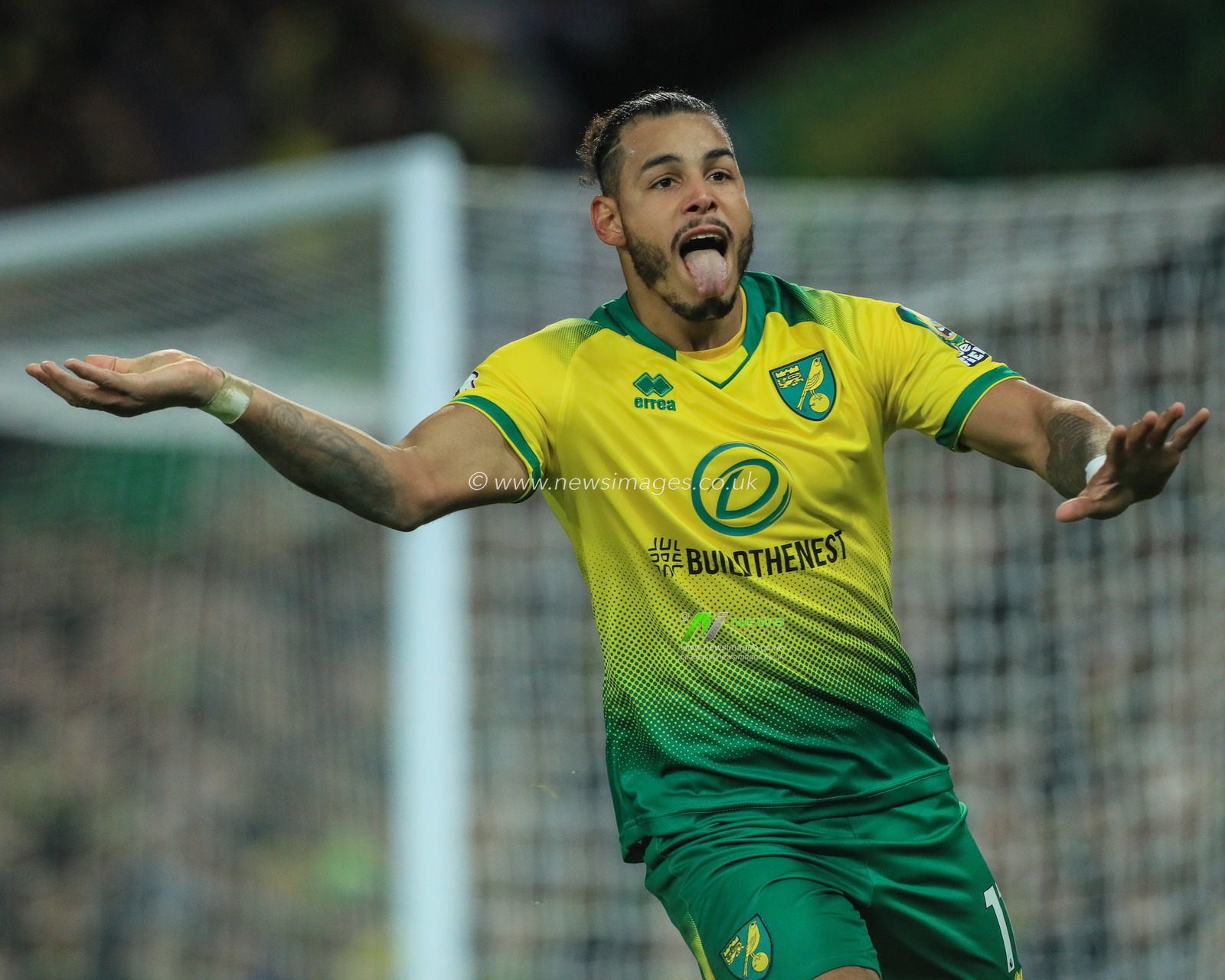 27th October 2019, Carrow Road, Norwich, England; Premier League, Norwich City v Manchester United : Onel HernÃ¡ndez (11) of Norwich City celebrates his goal to make it 1-3

Credit: Mark Cosgrove/News Images
