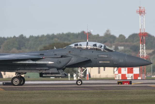 United States Air Force F-15 Strike Eagles take off at RAF Lakenheath on training exercises at RAF Lakenheath, United Kingdom, 11th September 2025

(Photo by Mark Cosgrove/News Images)