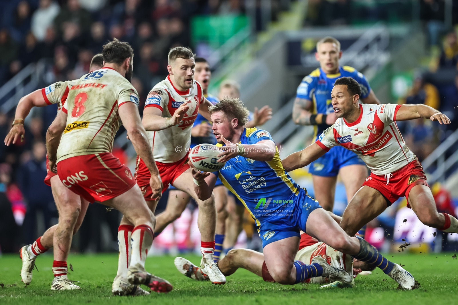 Tom Holroyd of Leeds Rhinos in action during the Betfred Super League Round 5 match Leeds Rhinos vs St Helens at Headingley Stadium, Leeds, United Kingdom, 15th March 2024

(Photo by Mark Cosgrove/News Images)