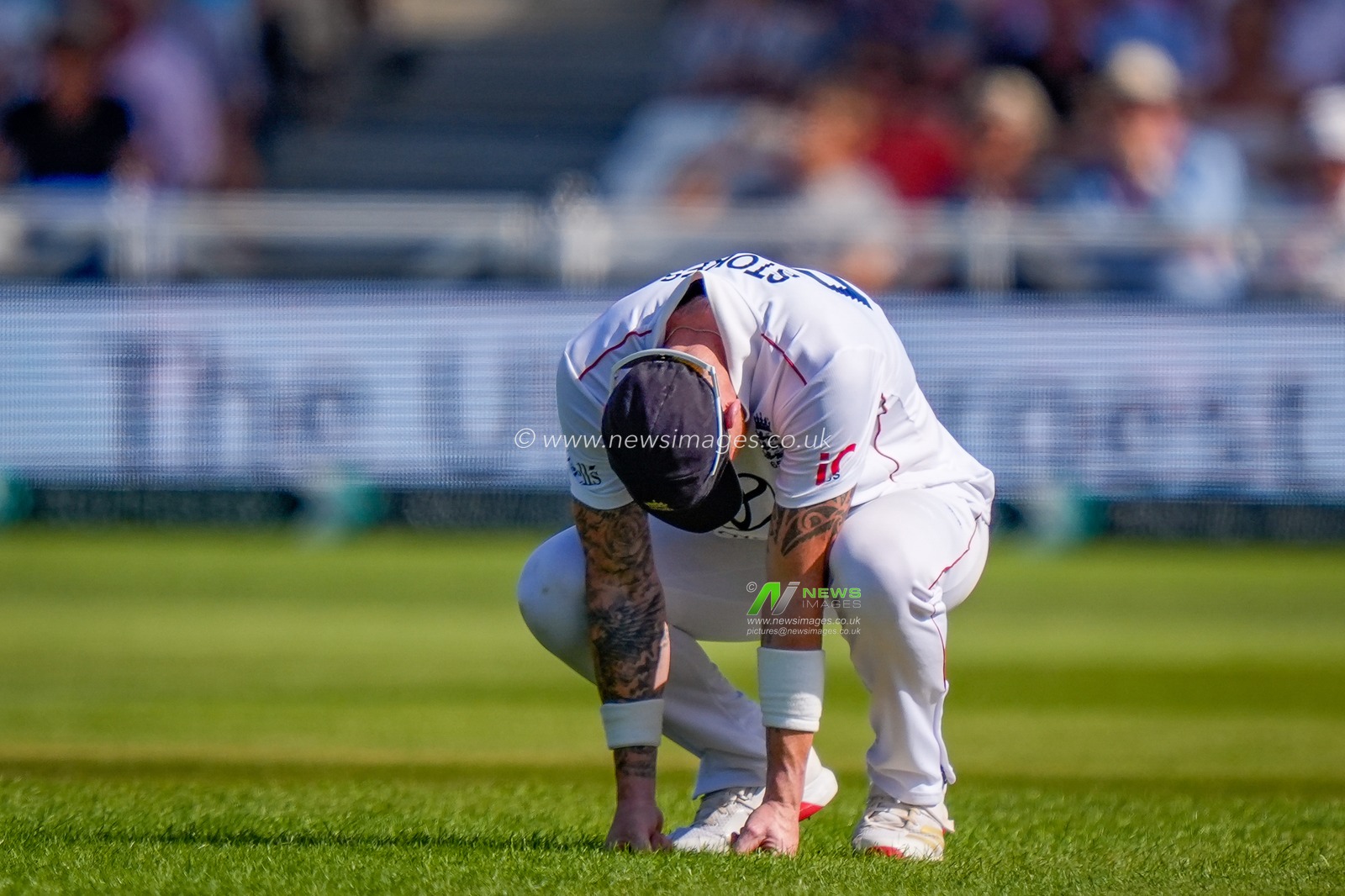 England captain Ben Stokes reacts to a dropped chance during the 3rd Rothesay Test Match Day 1 match England vs New Zealand at Trent Bridge, Nottingham, United Kingdom on 25 June 2026

(Photo by Maynard Manyowa/News Images)