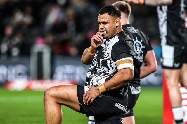 Herman Ese'ese of Hull FC in the pre-game warm up during the Betfred Super League match Hull FC vs York Knights at MKM Stadium, Hull, United Kingdom on 27 February 2026

(Photo by Alfie Cosgrove/News Images)