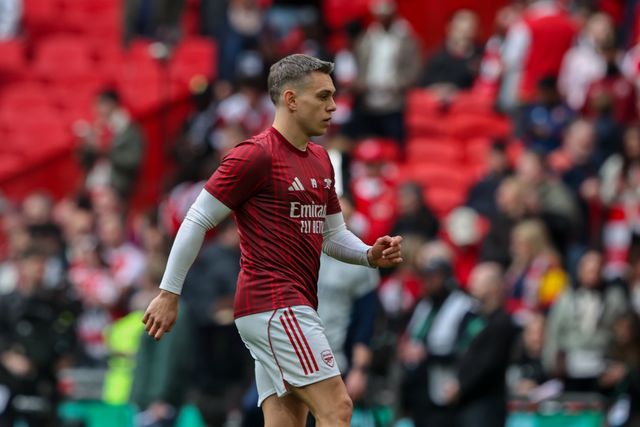 Leandro Trossard of Arsenal in the pregame warmup session during the Carabao Cup Final match Arsenal vs Manchester City at Emirates, London, United Kingdom on 22 March 2026

(Photo by Alfie Cosgrove/News Images)