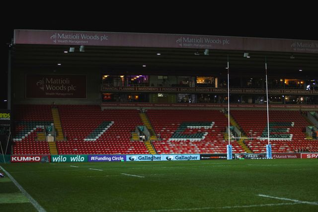 Mattioli Woods Welford Road Stadium ahead of the Gallagher Premiership match Leicester Tigers vs Gloucester Rugby at Mattioli Woods Welford Road Stadium, Leicester, United Kingdom, 19th December 2025

(Photo by Craig Evans/News Images)

*** GER AUT SUI OUT ***