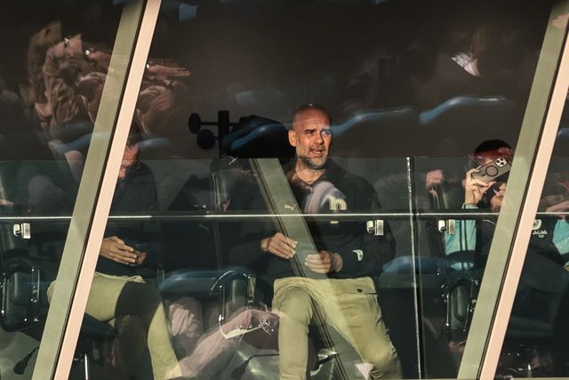 Pep Guardiola manager of Manchester City watches the game during the FA Youth Cup Final match Manchester City U18 vs Manchester United U18 at Joie Stadium, Manchester, United Kingdom on 14 May 2026

(Photo by Mark Cosgrove/News Images)