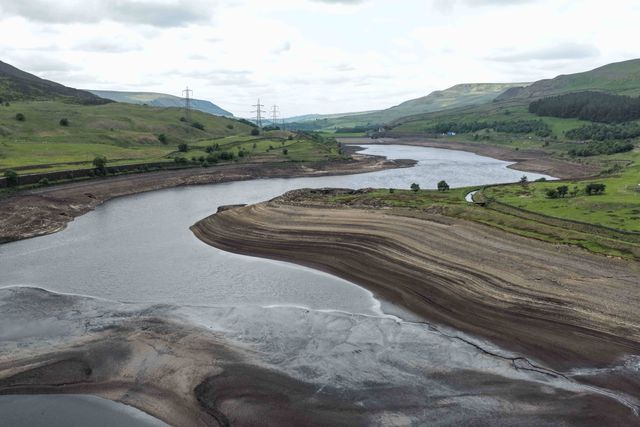 Woodhead Reservoir' water levels drop to an all time low as the UK has the driest spring for 96 years at Woodhead Reservoir near Glossop, United Kingdom, 10th June 2025

(Photo by Mark Cosgrove/News Images)