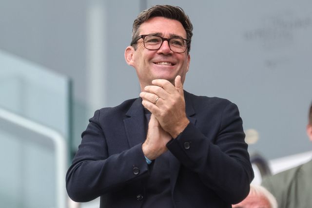 Andrew Burnham Member of Parliament for Makerfield, member of the Labour Party who’s also expected to become the Prime Minister of the United Kingdom on July 20, 2026 and also a fan of Leigh Leopards celebrates the try of  Edwin Ipape of Leigh Leopards during the Betfred Super League Magic Weekend match Leigh Leopards vs Warrington Wolves at Hill Dickinson Stadium, Liverpool, United Kingdom on 04 July 2026

(Photo by Mark Cosgrove/News Images)
