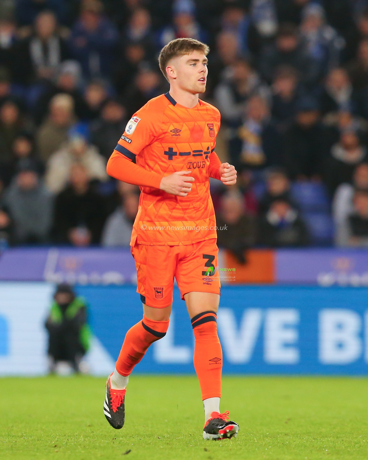 Leif Davis  of Ipswich Town, during the Sky Bet Championship match Leicester City vs Ipswich Town at King Power Stadium, Leicester, United Kingdom, 22nd January 2024

(Photo by Gareth Evans/News Images)