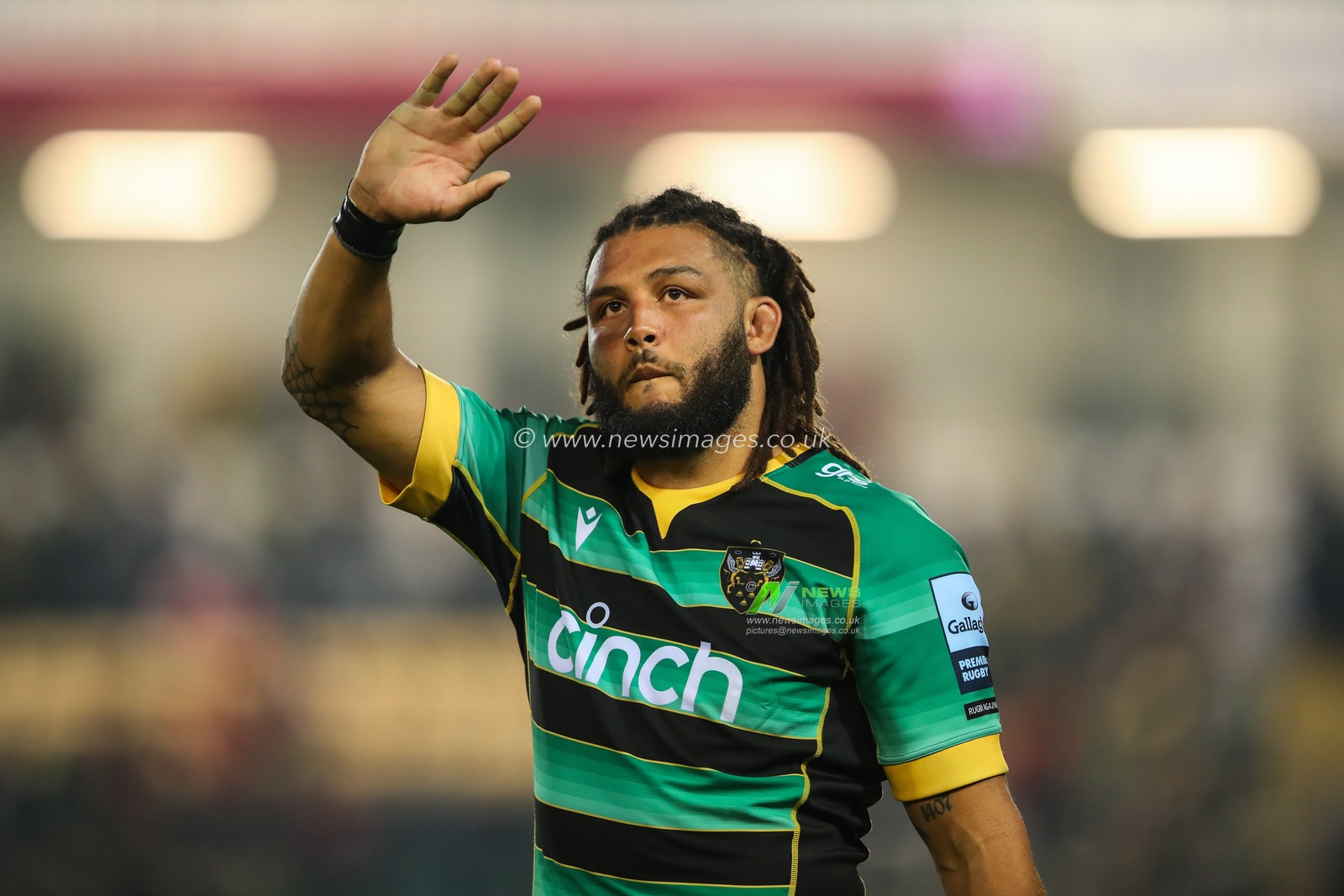 Lewis Ludlam of Northampton Saints waves to the fans after the Gallagher Premiership Play-off Semi-final match Northampton Saints vs Saracens at Cinch Stadium at Franklin's Gardens, Northampton, United Kingdom, 31st May 2024

(Photo by Gareth Evans/News Images)