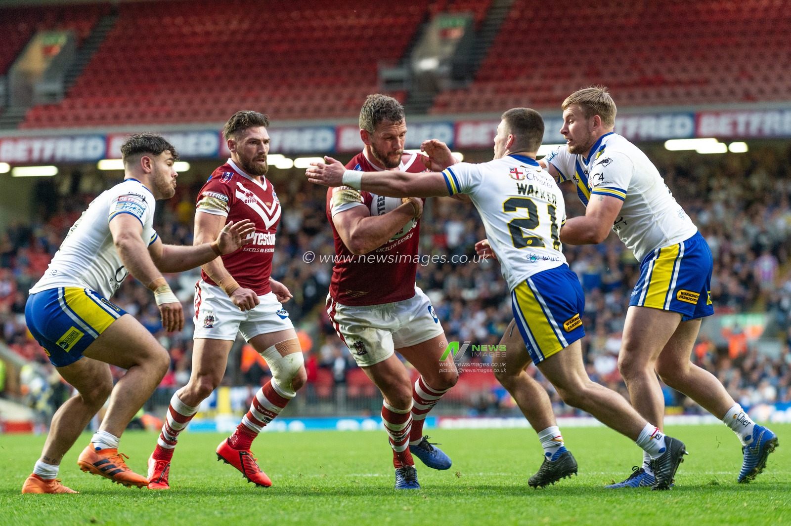 25th May 2019 , Anfield Stadium, Liverpool, England; Dacia Magic Weekend, Betfred Super League Round 16, Wigan Warriors vs Warrington Wolves ; Sean Oâ€™Loughlin of Wigan Warriors 

Credit: Richard Long/News Images