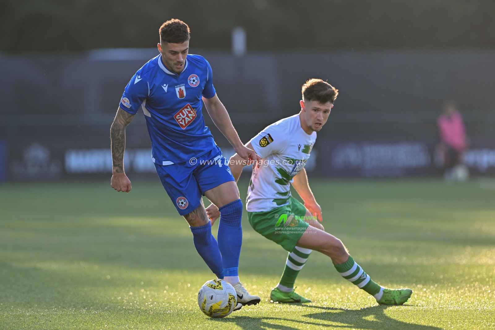 RÃ³bert MazÃ¡Åˆ of FK PanevÄ—Å¾ys and Connor Roberts of The New Saints battle for the ball during the UEFA Conference League match The New Saints vs FK PanevÄ—Å¾ys at Park Hall Stadium, Oswestry, United Kingdom, 29th August 2024

(Photo by Cody Froggatt/News Images)