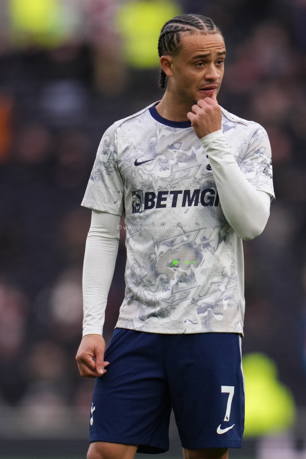 Xavi Simons of Tottenham Hotspur ahead of the Premier League match Tottenham Hotspur vs Brentford at Tottenham Hotspur Stadium, London, United Kingdom, 6th December 2025

(Photo by Harvey Murphy/News Images)

*** GER AUT SUI OUT ***