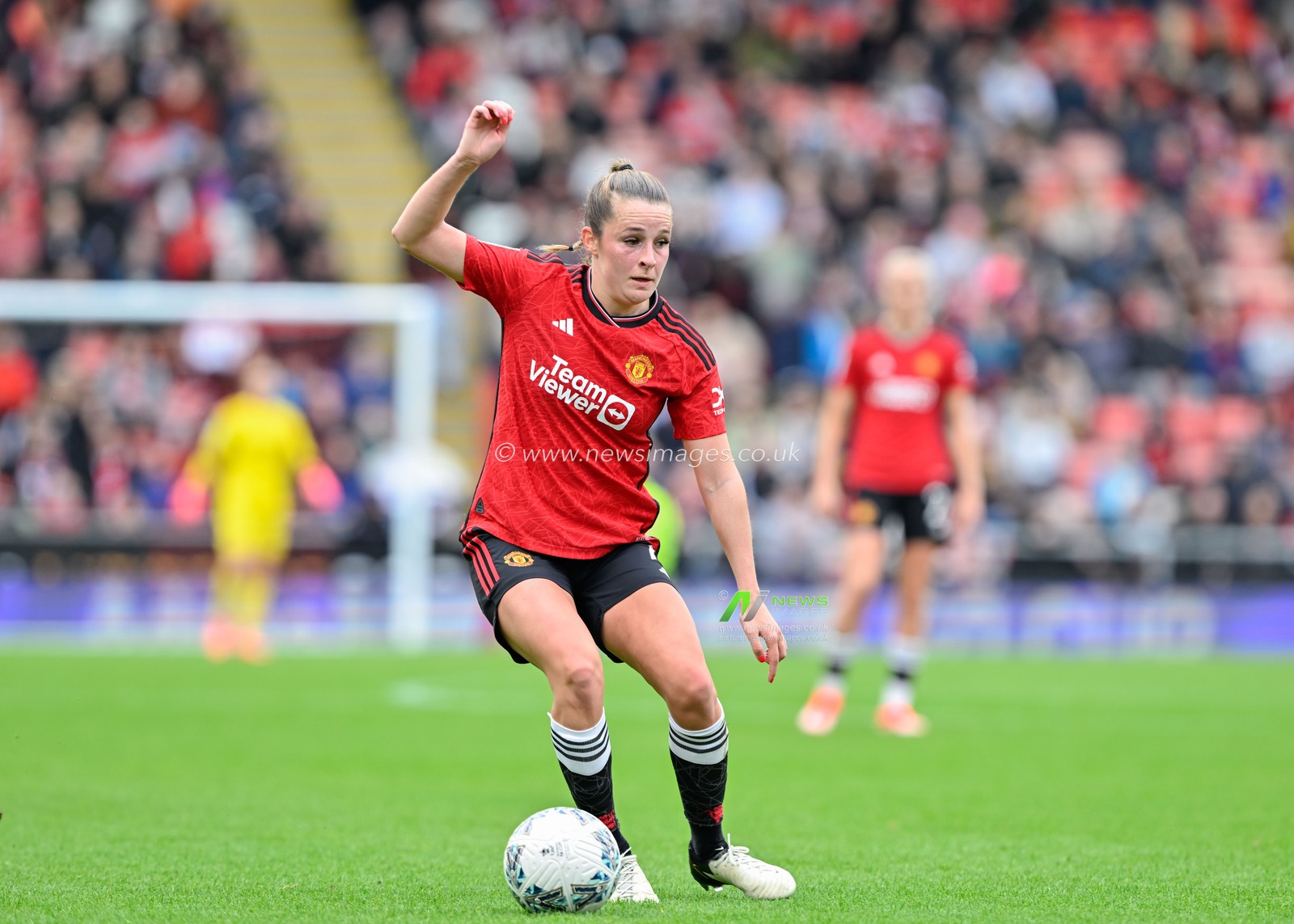 Ella Toone of Manchester United Women in action, during the Adobe Women's FA Cup Semi-Final match Manchester United Women vs Chelsea FC Women at Leigh Sports Village, Leigh, United Kingdom, 14th April 2024

(Photo by Cody Froggatt/News Images)
