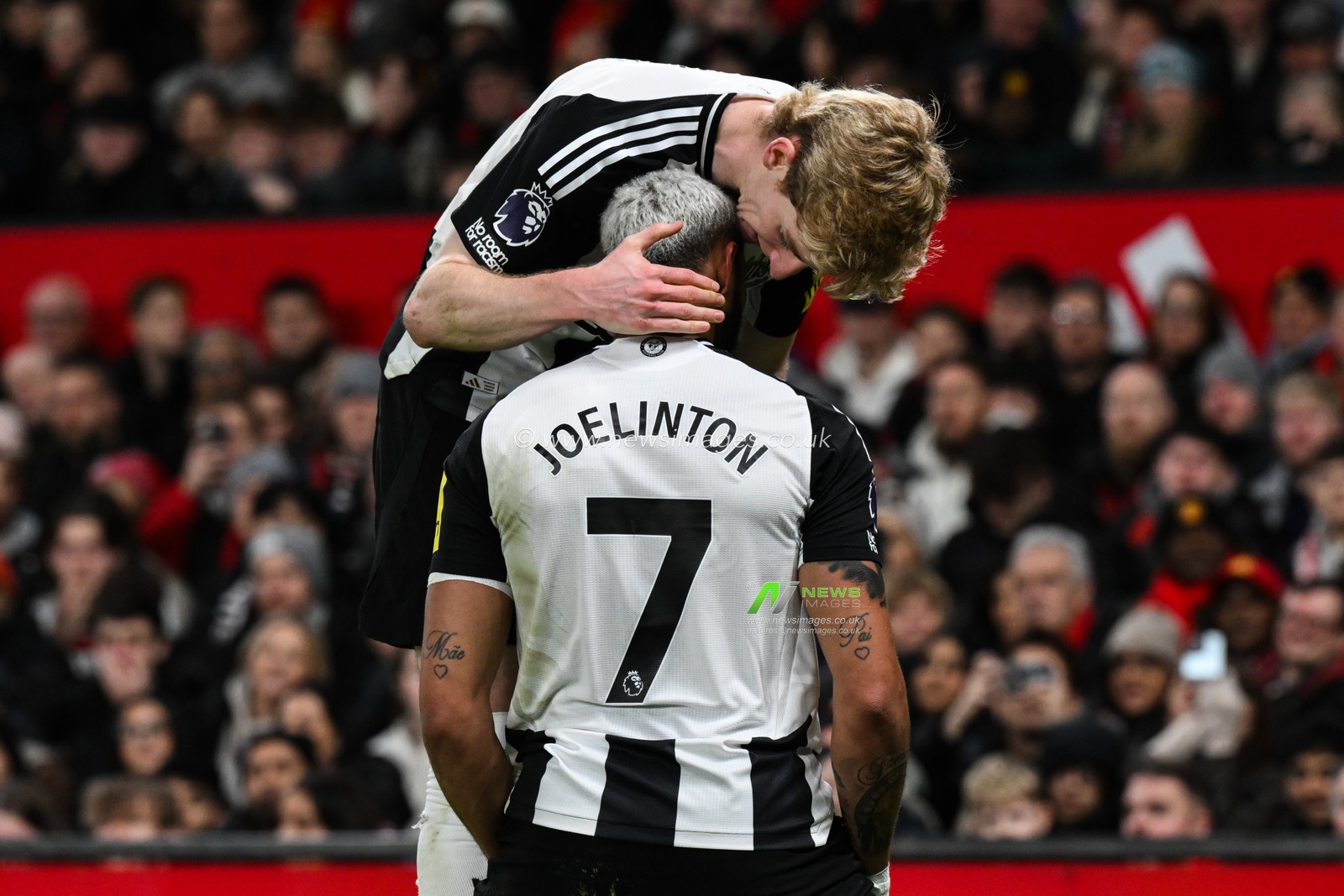 Joelinton of Newcastle United celebrates his goal to make it 0-2 during the Premier League match Manchester United vs Newcastle United at Old Trafford, Manchester, United Kingdom, 30th December 2024

(Photo by Craig Thomas/News Images)