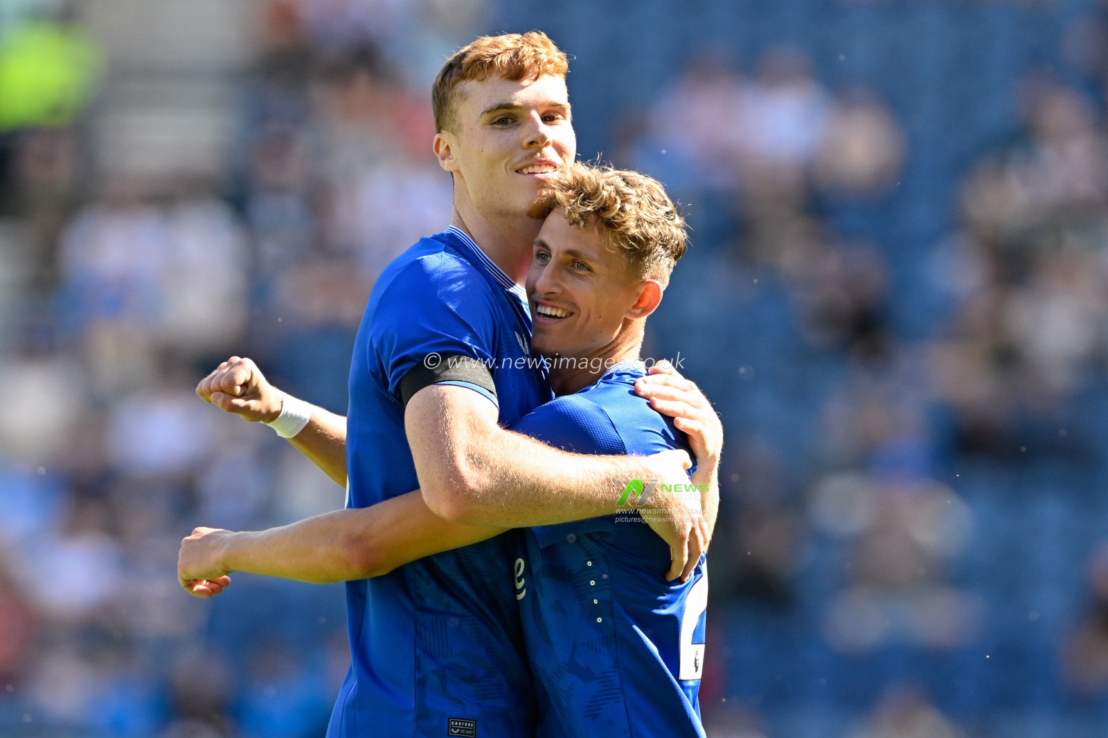 Jake O'Brien of Everton celebrates his goal to make it 0-2 Everton during the Pre-season friendly match Preston North End vs Everton at Deepdale, Preston, United Kingdom, 3rd August 2024

(Photo by Cody Froggatt/News Images)