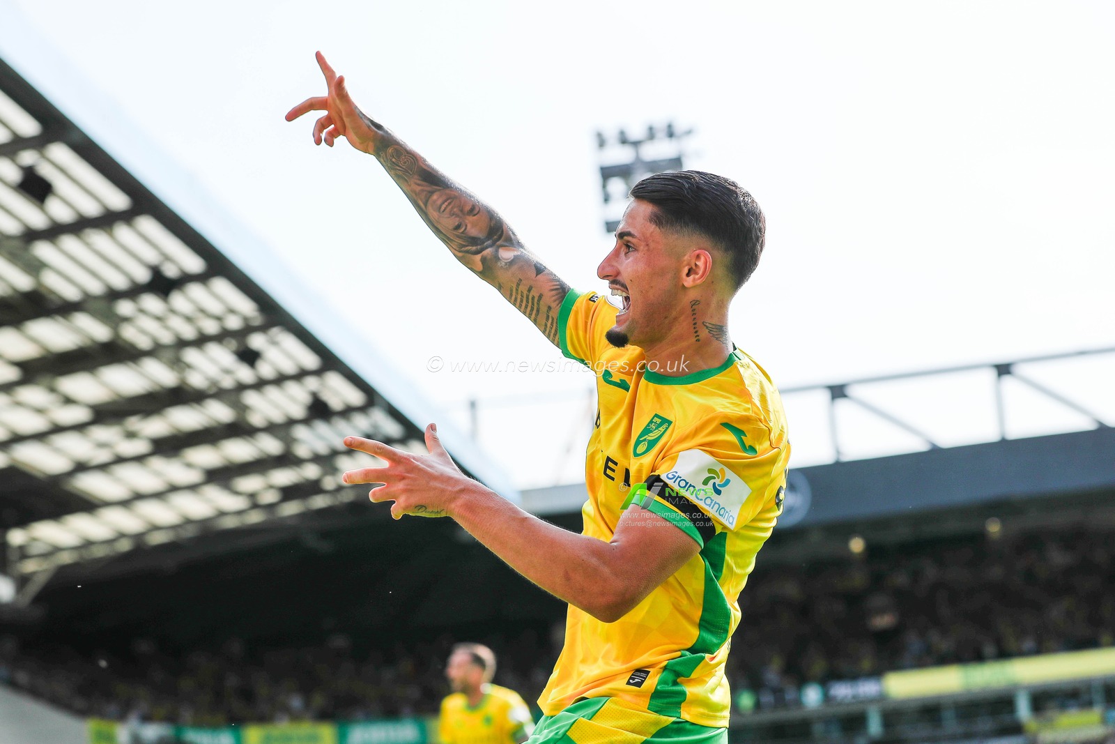 Borja Sainz of Norwich City celebrates after scoring the team's second goal during the Sky Bet Championship match Norwich City vs Blackburn Rovers at Carrow Road, Norwich, United Kingdom, 17th August 2024

(Photo by Izzy Poles/News Images)