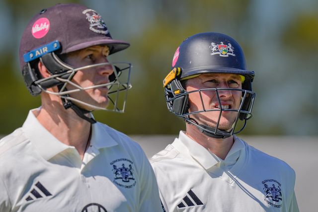 Australia opening batter Cameron Bancroft of Gloucestershire and Miles Hammond of Gloucestershire walk off at lunch during the County Championship Division Two Derbyshire vs Gloucestershire at The Central Co-Op County Ground, Derby, United Kingdom on 24 April 2026

(Photo by Maynard Manyowa/News Images)