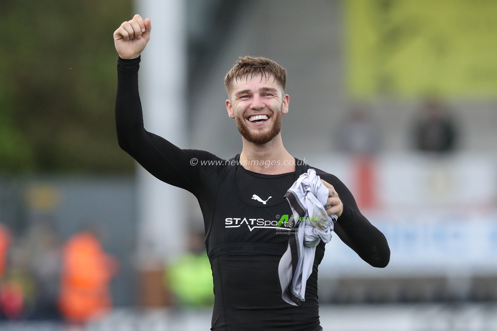 John Mcatee of Barnsley celebrates the win with the fans during the Sky Bet League 1 match Burton Albion vs Barnsley at Pirelli Stadium, Burton upon Trent, United Kingdom, 1st April 2024

(Photo by Alfie Cosgrove/News Images)