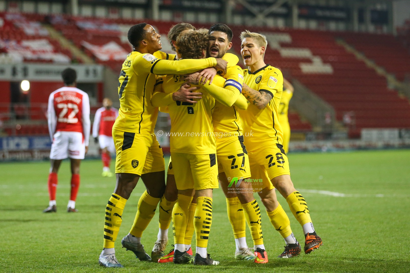 CELEBRATION Alex Mowatt #27 of Barnsley celebrates his goal to make it 0-2