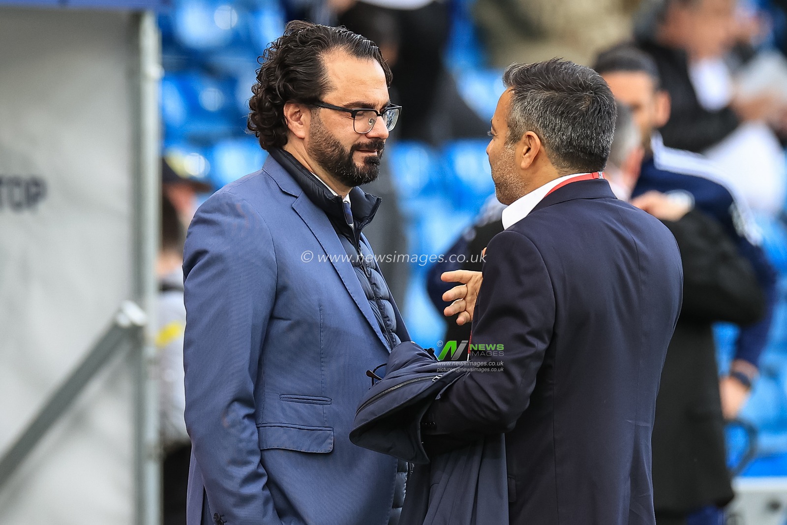 Victor Orta Leeds United director of football speaks to Andrea Radrizzani co-owner of Leeds United