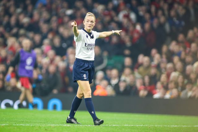 Referee Hollie Davidson during the Quilter Nations Series 2025 match Wales vs New Zealand at Principality Stadium, Cardiff, United Kingdom, 22nd November 2025

(Photo by Andrew Lewis/News Images)

*** GER AUT SUI OUT ***