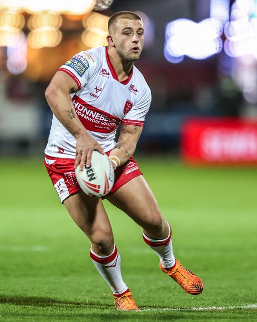 Mikey Lewis of Hull KR during the Betfred Super League round 6 match Hull KR vs St Helens at Sewell Group Craven Park, Hull, United Kingdom on 27 March 2026

(Photo by Alfie Cosgrove/News Images)