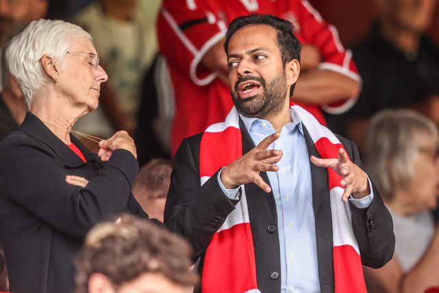 Joint owners, Jean Cryne and Neerav Parekh in attendance  during the Sky Bet League One match Barnsley vs Bromley at Oakwell, Barnsley, United Kingdom on 15 August 2026

(Photo by Alfie Cosgrove/News Images)