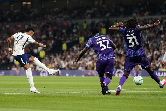 Savio of Tottenham Hotspur scores to make it 4-0 during the Carabao Cup round 2 match Tottenham Hotspur vs Charlton Athletic at Tottenham Hotspur Stadium, London, United Kingdom on 26 August 2026

(Photo by Harvey Murphy/News Images)