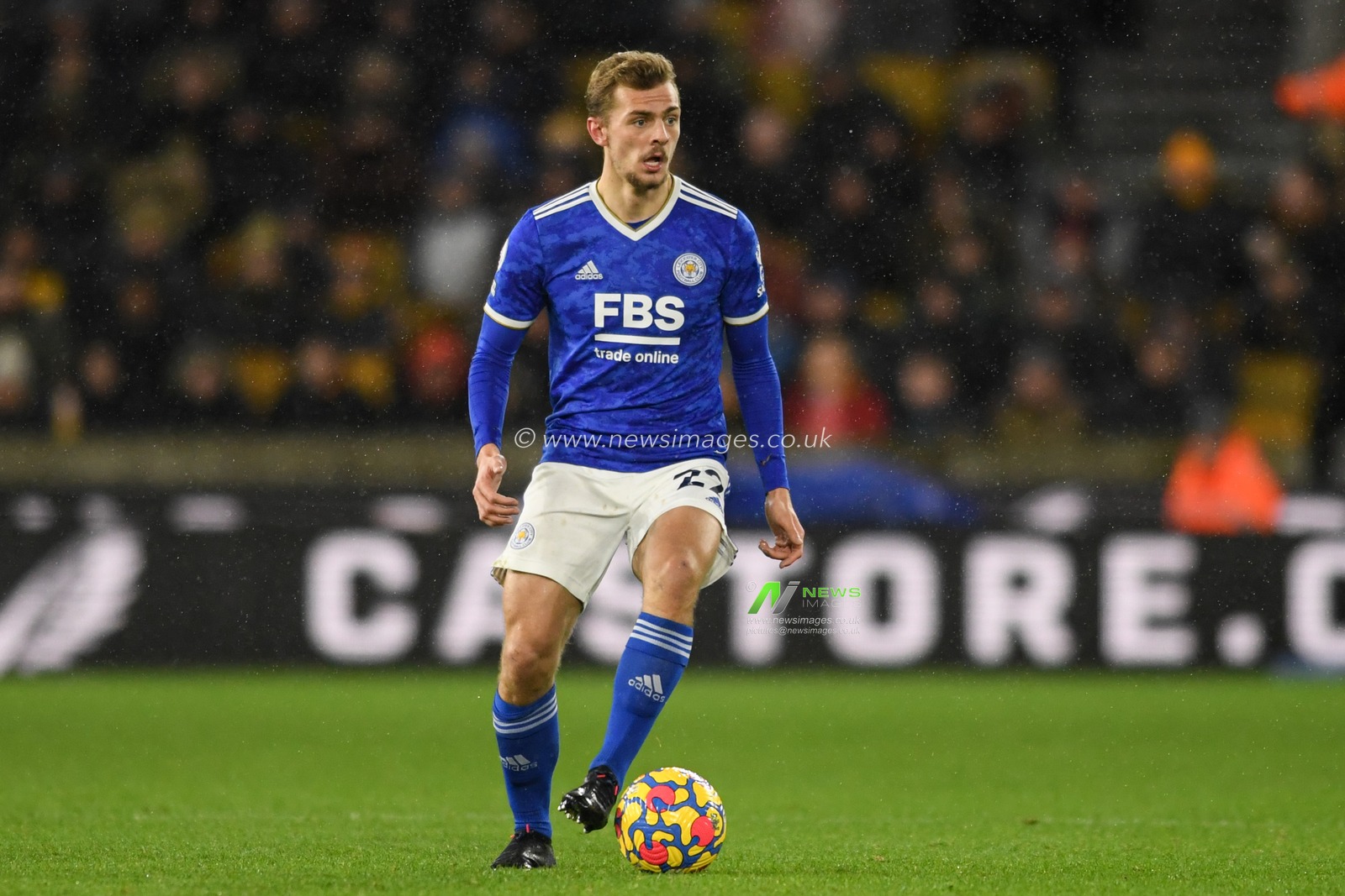 Kiernan Dewsbury-Hall #22 of Leicester City with the ball