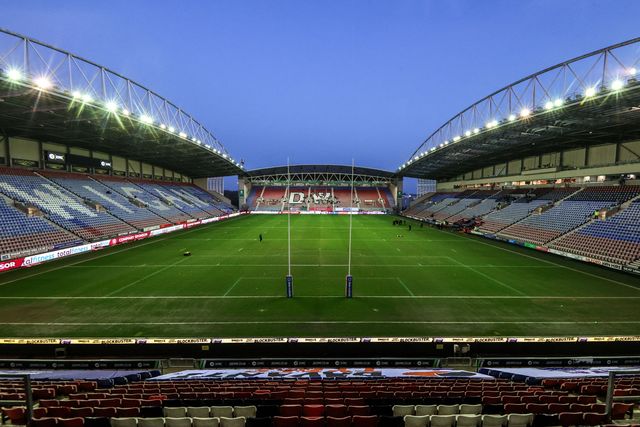 A general view of the Brick Community Stadium ahead of the Betfred Super League round 5 match Wigan Warriors vs York Knights at The Brick Community Stadium, Wigan, United Kingdom on 19 March 2026

(Photo by Alfie Cosgrove/News Images)
