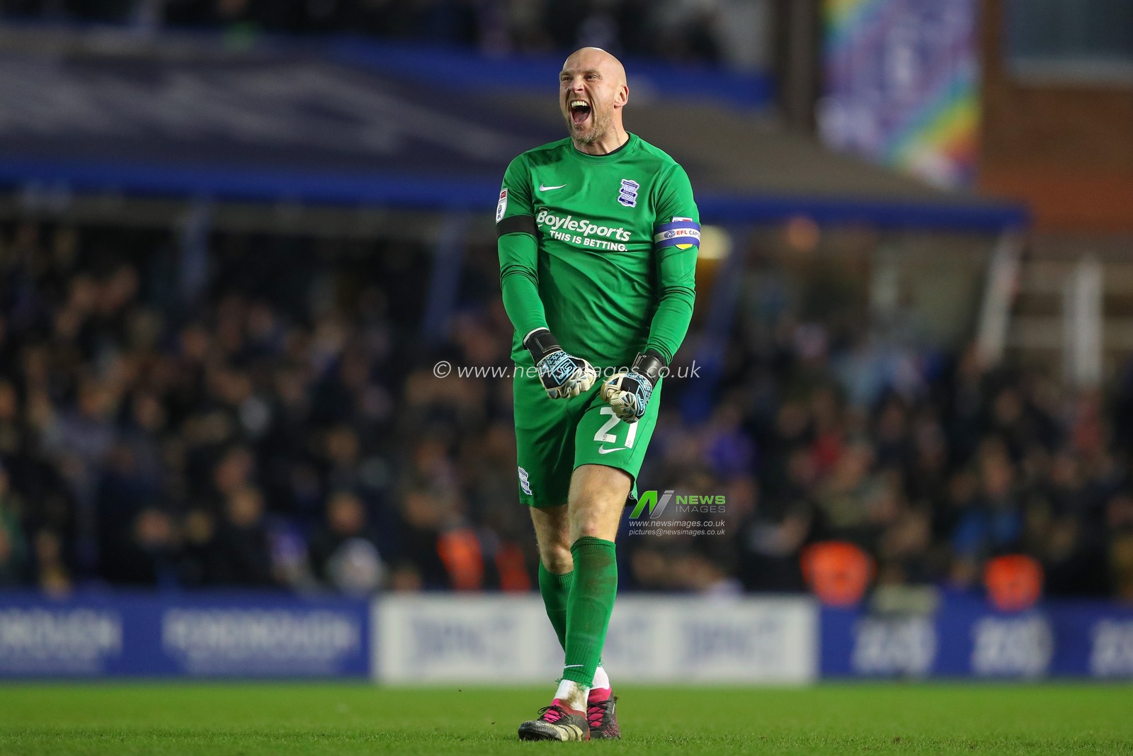 John Ruddy #21 of Birmingham City celebrates Krystian Bielik #31 of Birmingham City goal to make it 2-0 during the Sky Bet Championship match Birmingham City vs West Bromwich Albion at St Andrews, Birmingham, United Kingdom, 10th February 2023

(Photo by Gareth Evans/News Images)