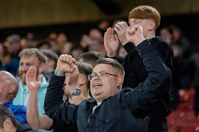 Blackburn fans celebrates Ryoya Morishita of Blackburn Rovers scoring to make it  0-3 goal to make it  during the Sky Bet Championship match Sheffield United vs Blackburn Rovers at Bramall Lane, Sheffield, United Kingdom on 22 April 2026

(Photo by Maynard Manyowa/News Images)