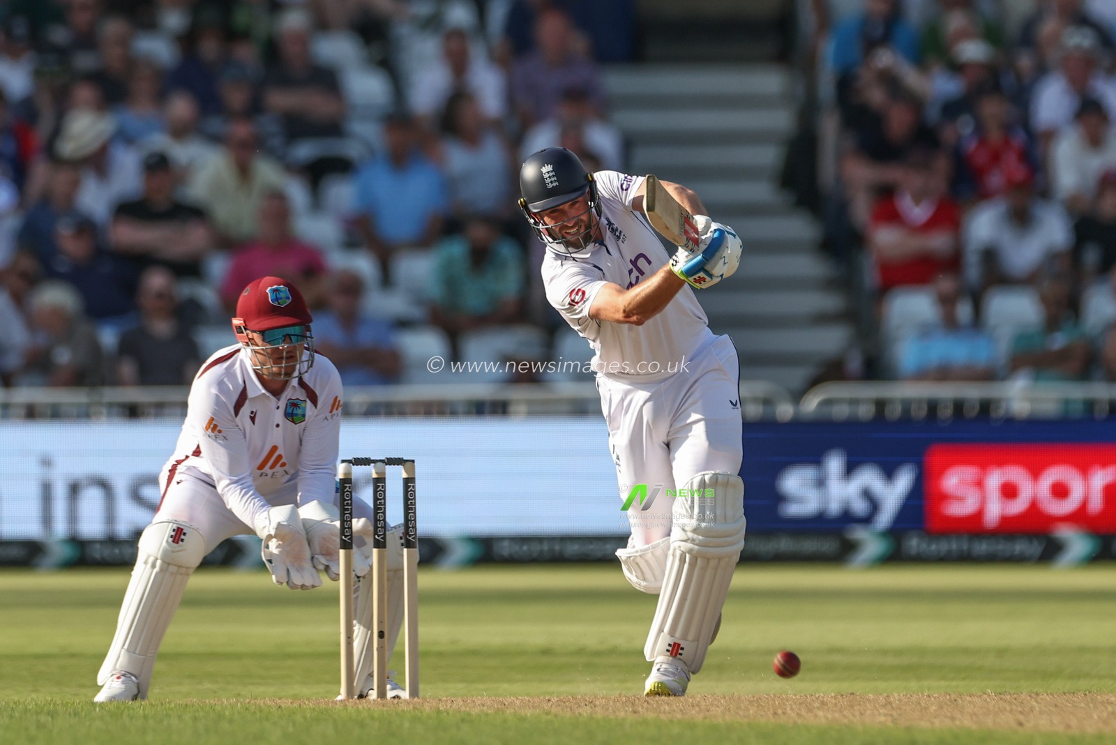 Chris Woakes of England hits the ball for four runs during the 2nd Rothesay Test Match match England vs West Indies at Trent Bridge, Nottingham, United Kingdom, 18th July 2024

(Photo by Mark Cosgrove/News Images)