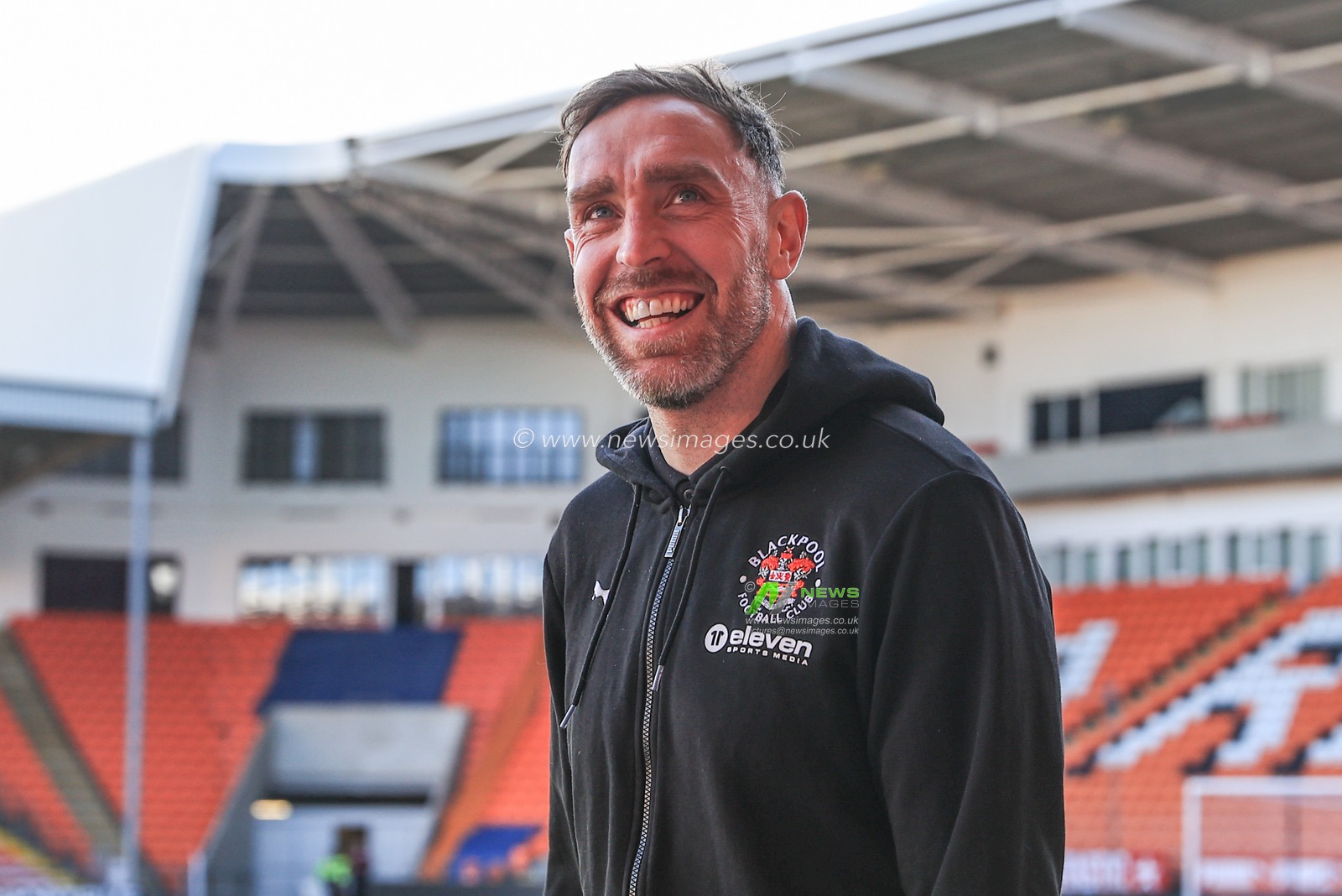Richard Keogh #26 of Blackpool arrives at Bloomfield Road