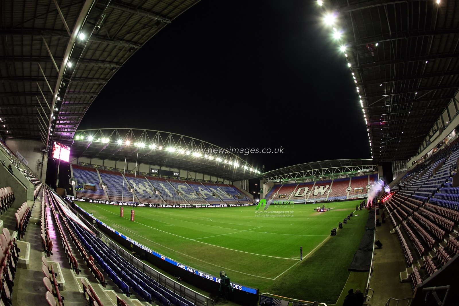 A general view of the The Brick Community Stadium during the Betfred Super League Round 1 match Wigan Warriors vs Leigh Leopards at The Brick Community Stadium, Wigan, United Kingdom, 13th February 2025

(Photo by Mark Cosgrove/News Images)