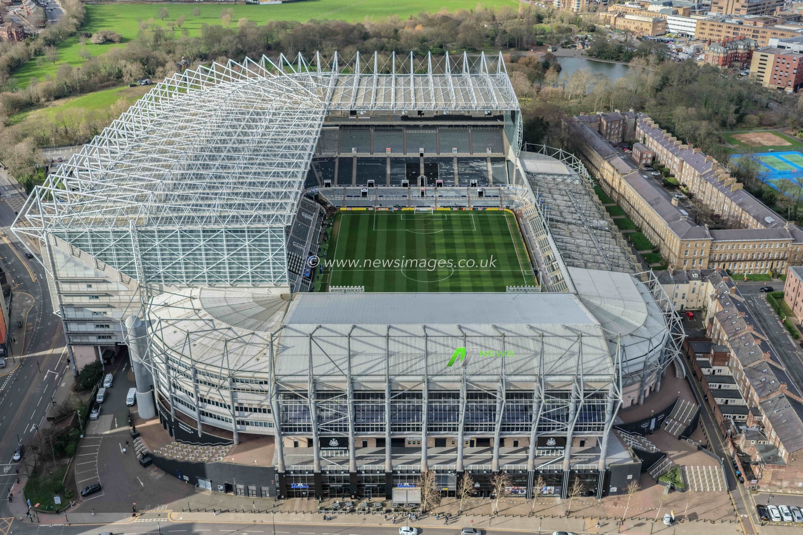 An aerial view of St James’ Park ahead of the UEFA Champions League Last 16 match Newcastle Untied vs Barcelona at St. James's Park, Newcastle, United Kingdom on 10 March 2026

(Photo by Mark Cosgrove/News Images)