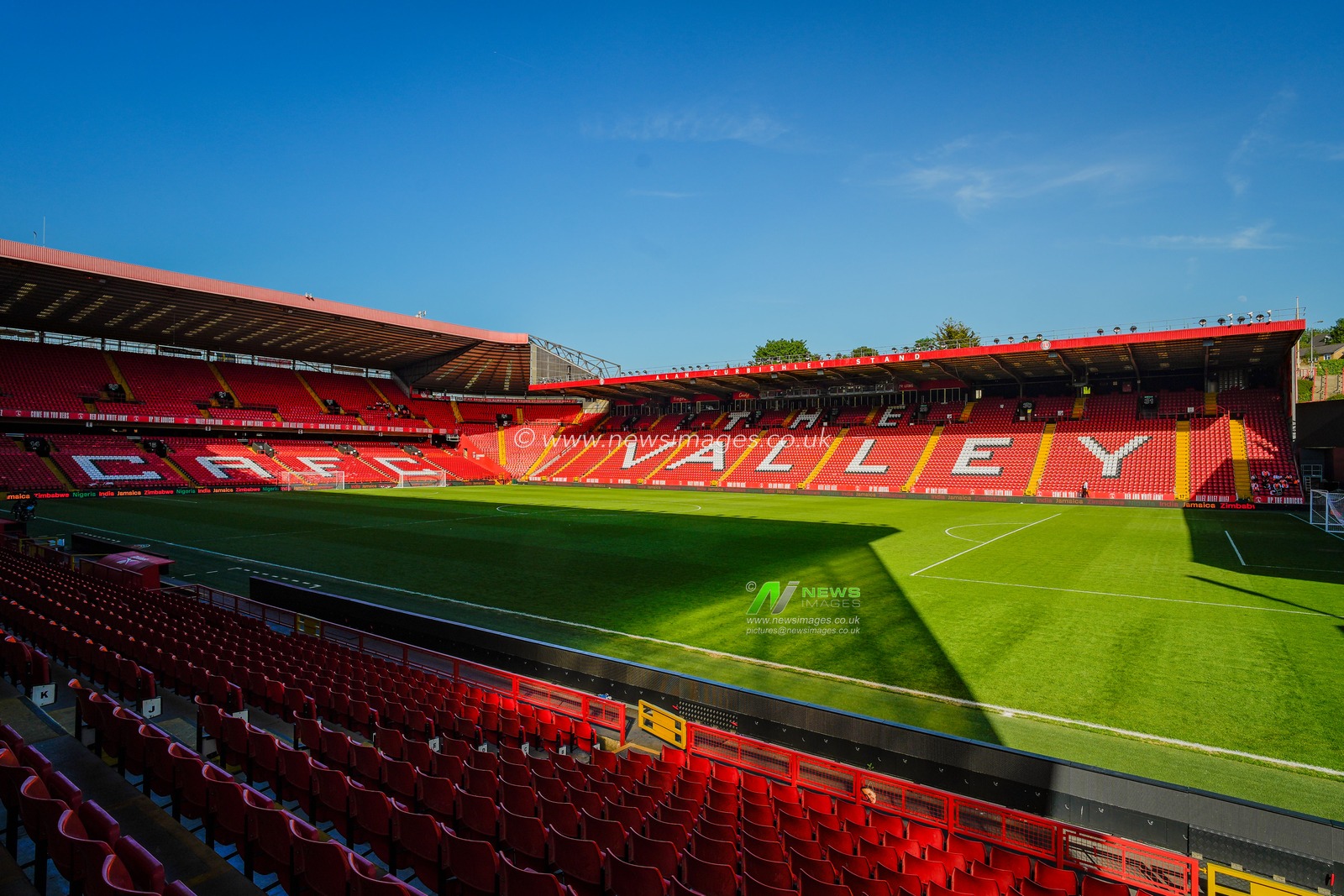 A general view of the pitch and stands during the Nigeria vs Zimbabwe Unity Cup 2026 semi-final match at The Valley in Charlton, London, England on Tuesday, May 26, 2026.