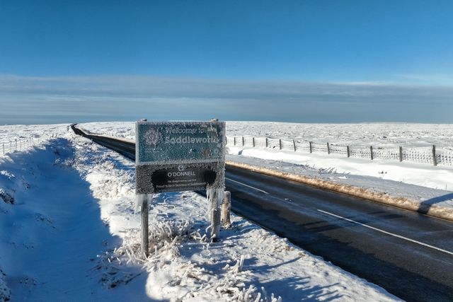 Heavy snow on Saddleworth Moor and a clear A635 after days of sub-zero temperatures, Saddleworth, United Kingdom, 11th January 2025

(Photo by Mark Cosgrove/News Images)