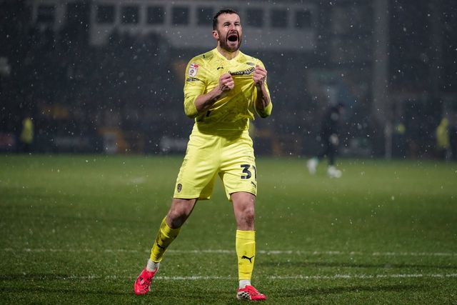 James Belshaw of Notts County celebrates his team win and applauds the fans after the final whistle  during the Sky Bet League 2 match Notts County vs Gillingham at Meadow Lane, Nottingham, United Kingdom, 3rd February 2026

(Photo by Maynard Manyowa/News Images)