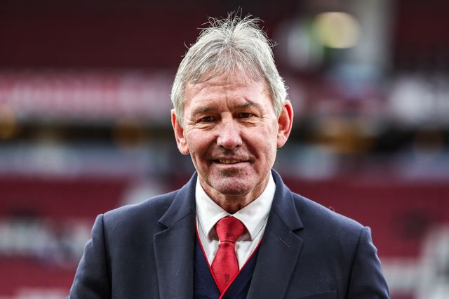 Former Manchester United player Bryan Robson during the Premier League match Manchester United vs Leeds United at Old Trafford, Manchester, United Kingdom on 13 April 2026

(Photo by Mark Cosgrove/News Images)