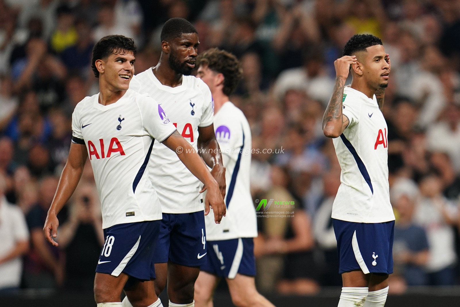 Savio of Tottenham Hotspur celebrates his goal during the Carabao Cup round 2 match Tottenham Hotspur vs Charlton Athletic at Tottenham Hotspur Stadium, London, United Kingdom on 26 August 2026

(Photo by Harvey Murphy/News Images)