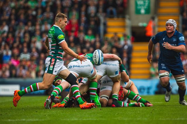 Jack van Poortvliet of Leicester Tigers during the Gallagher Premiership Play-off Semi-final Leicester Tigers vs Sale Sharks at Mattioli Woods Welford Road Stadium, Leicester, United Kingdom, 7th June 2025

(Photo by Craig Evans/News Images)