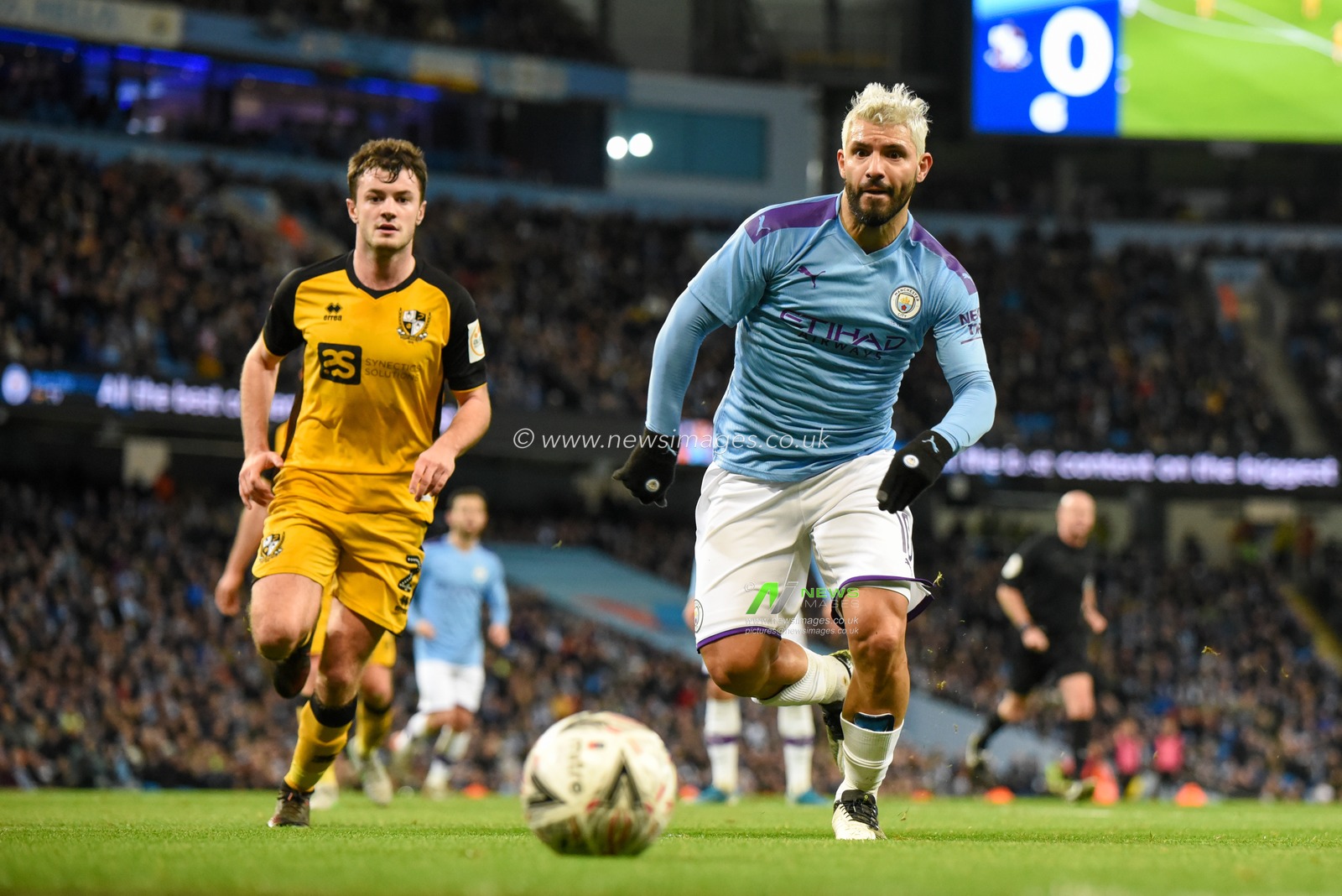 4th January 2020, Etihad Stadium, Manchester, England; Emirates FA Cup, Manchester City v Port Vale : Sergio Aguero (10) of Manchester City chases the ball

Credit: Simon Whitehead/News Images