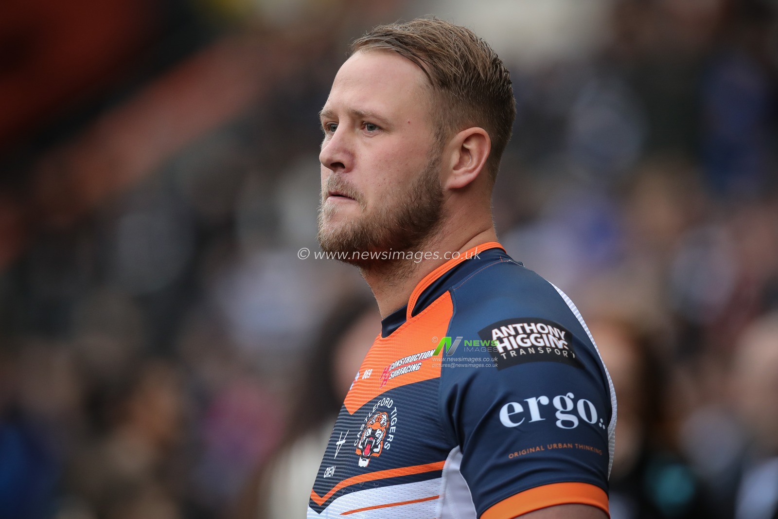 Joe Westerman #13 of Castleford Tigers during the pre match warm up ahead of the Betfred Super League Round 1 match Hull FC vs Castleford Tigers at MKM Stadium, Hull, United Kingdom, 19th February 2023

(Photo by James Heaton/News Images)