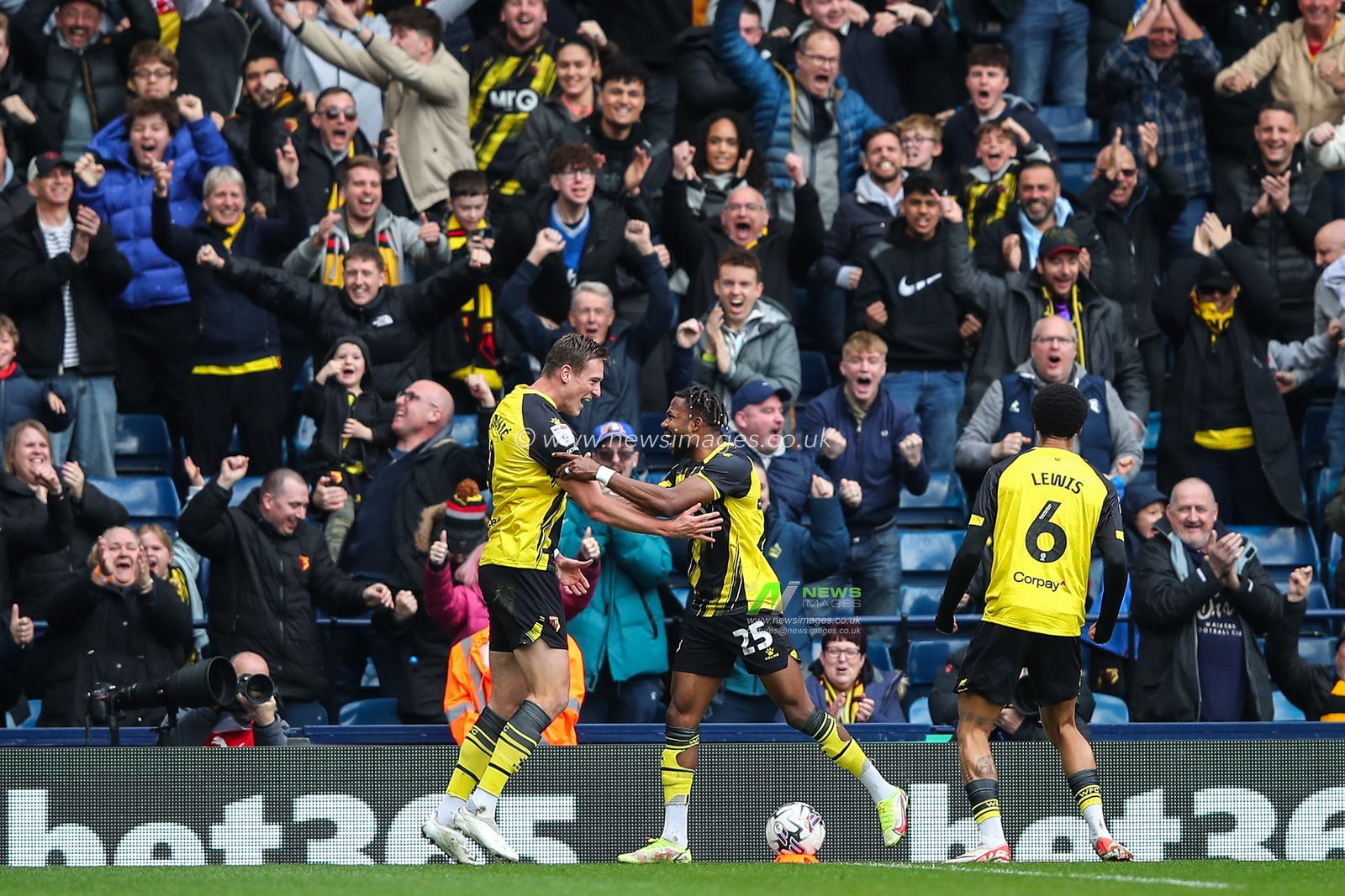 Mileta RajoviÄ‡ of Watford  celebrates his goal to make it 0-2 during the Sky Bet Championship match West Bromwich Albion vs Watford at The Hawthorns, West Bromwich, United Kingdom, 1st April 2024

(Photo by Gareth Evans/News Images)