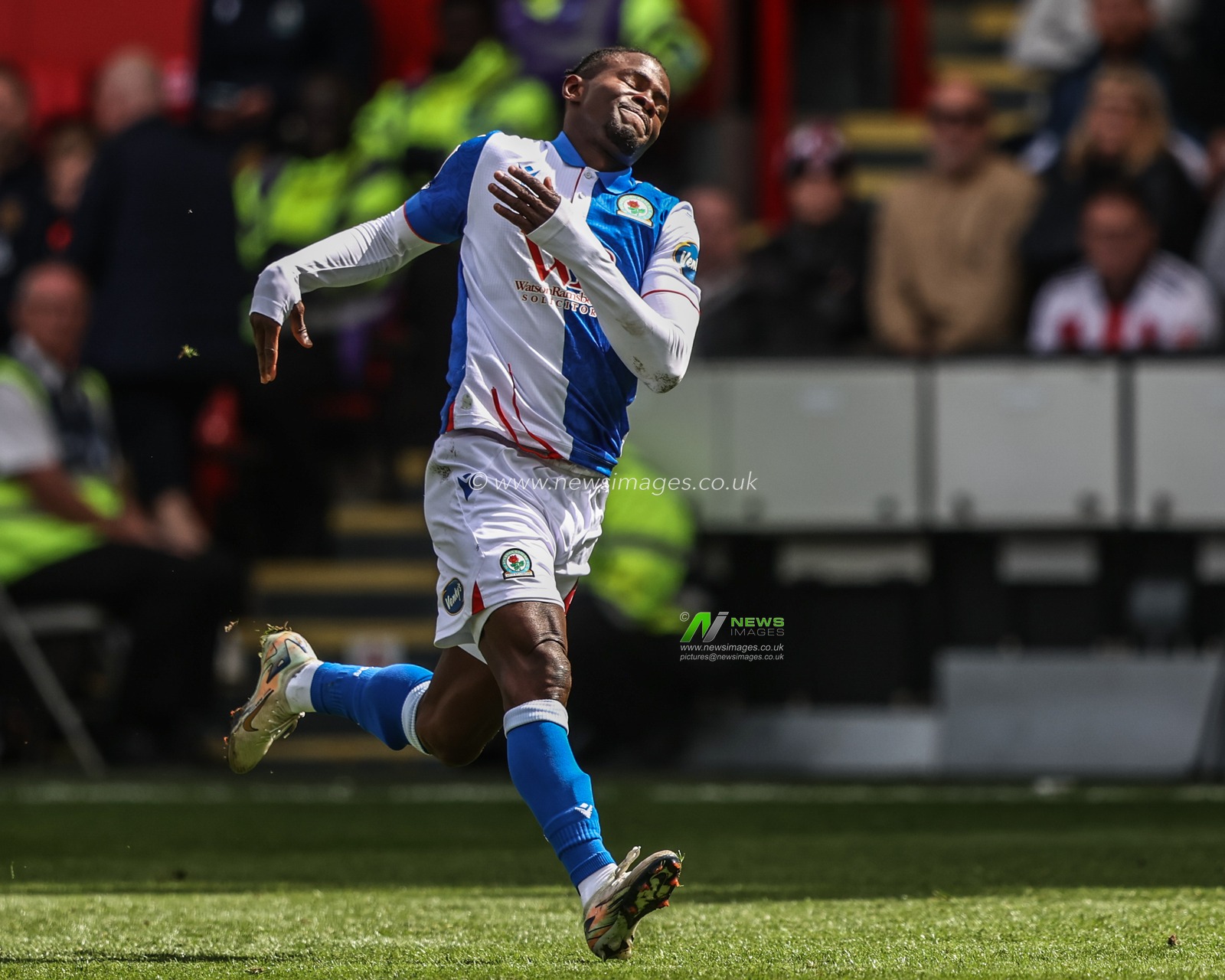 Augustus Kargbo of Blackburn Rovers reacts during the Sky Bet Championship match Sheffield United vs Blackburn Rovers at Bramall Lane, Sheffield, United Kingdom, 3rd May 2025

(Photo by Alfie Cosgrove/News Images)
