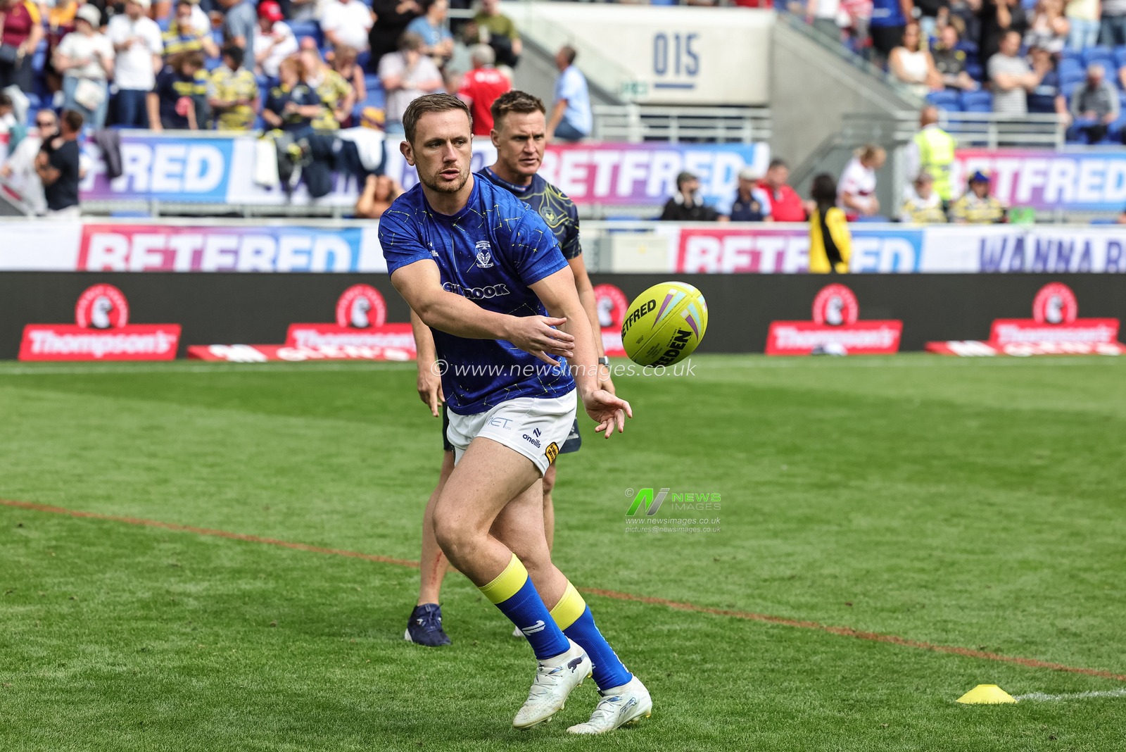 Ben Currie of Warrington Wolves in the pre-game warm up during the Betfred Super League Magic Weekend match Leigh Leopards vs Warrington Wolves at Hill Dickinson Stadium, Liverpool, United Kingdom on 04 July 2026

(Photo by Mark Cosgrove/News Images)