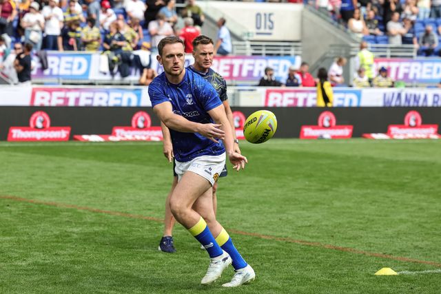 Ben Currie of Warrington Wolves in the pre-game warm up during the Betfred Super League Magic Weekend match Leigh Leopards vs Warrington Wolves at Hill Dickinson Stadium, Liverpool, United Kingdom on 04 July 2026

(Photo by Mark Cosgrove/News Images)