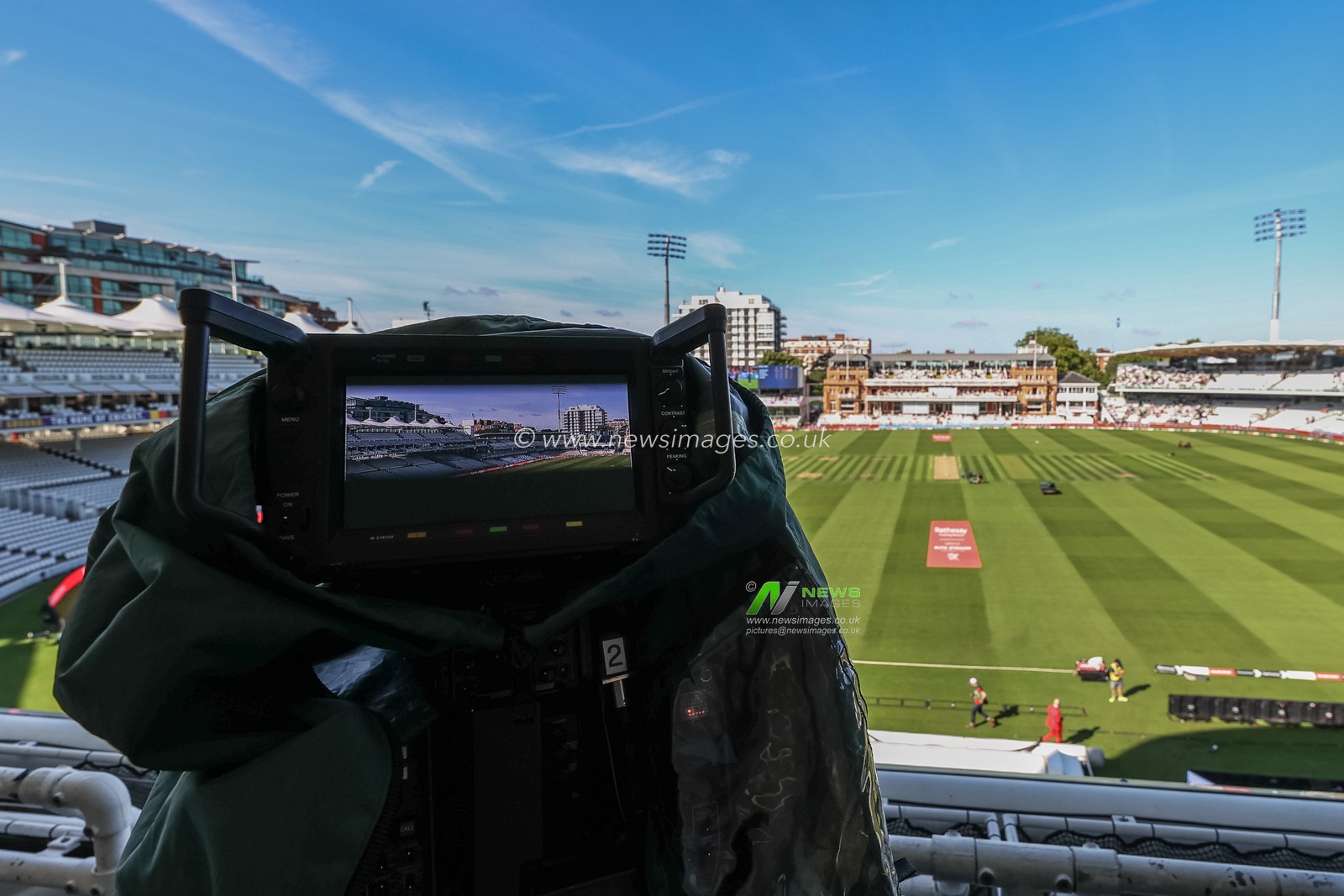 A general view of Lords through a broadcast camera during the Rothesay Test Match Day Two England v West Indies at Lords, London, United Kingdom, 11th July 2024

(Photo by Mark Cosgrove/News Images)