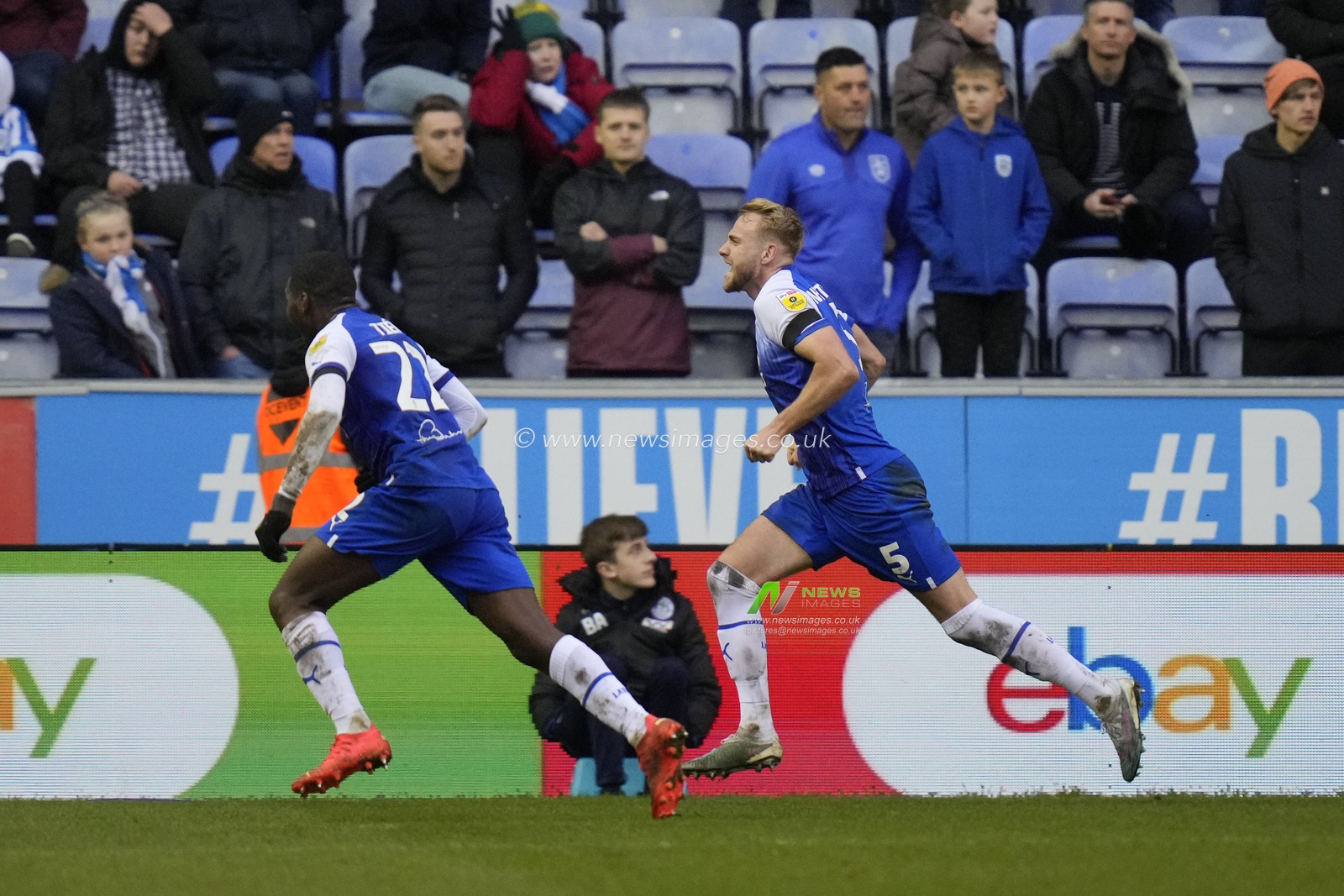Jack Whatmough #5 of Wigan Athletic celebrates scoring to make it 1-0 during the Sky Bet Championship match Wigan Athletic vs Huddersfield Town at DW Stadium, Wigan, United Kingdom, 11th February 2023

(Photo by Steve Flynn/News Images)
