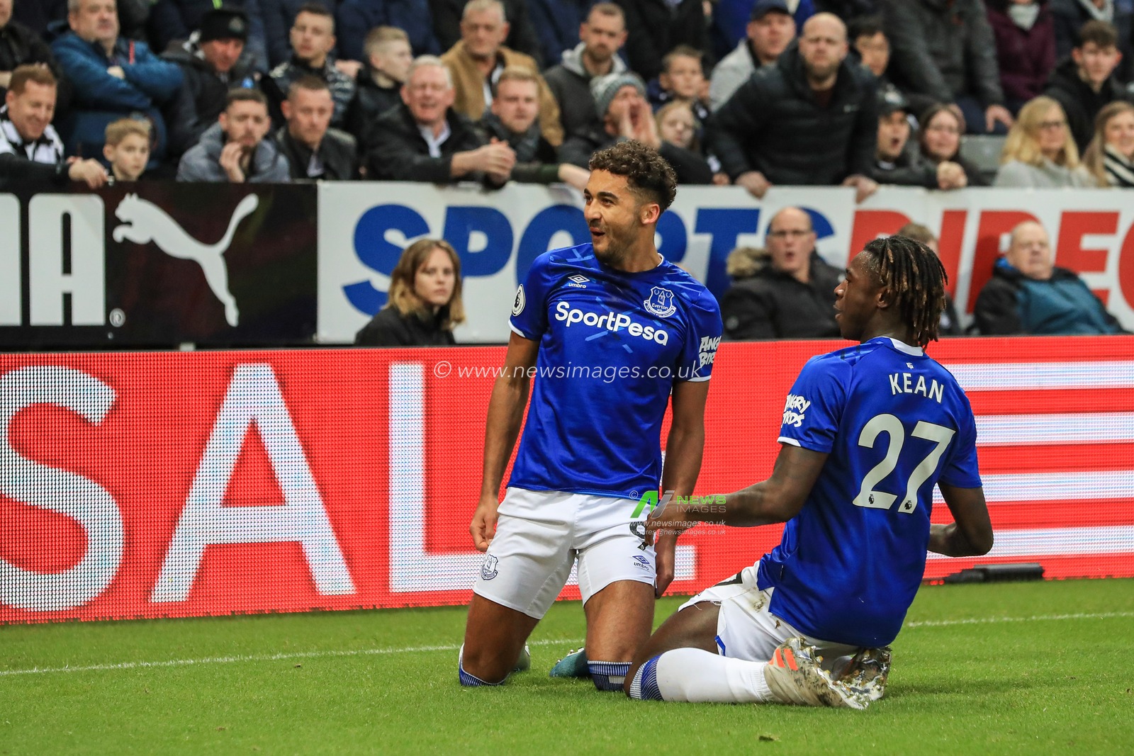 28th December 2019, St. James's Park, Newcastle, England; Premier League, Newcastle United v Everton : Dominic Calvert-Lewin (9) of Everton celebrates his goal to make it 0-1 

Credit: Mark Cosgrove/News Images
